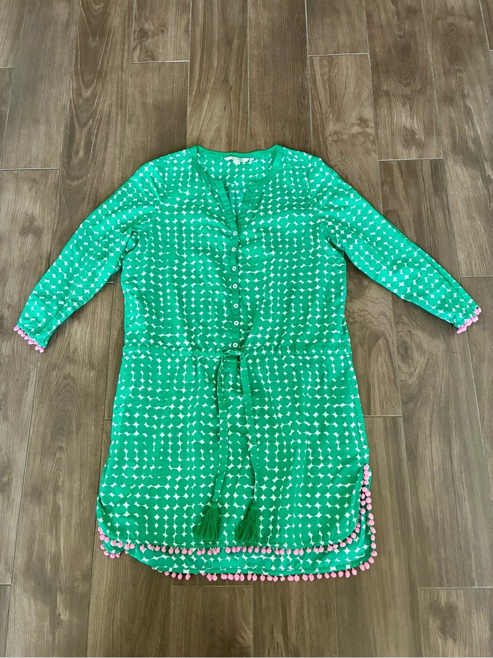 Boden Green Printed Pom Pom Trim Tunic Dress – Size US 10R